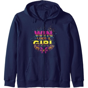 Nerf Win Like A Girl Zip Hoodie(Navy Blue)