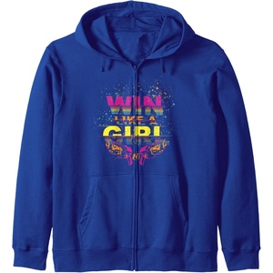 Nerf Win Like A Girl Zip Hoodie(Royal Blue)