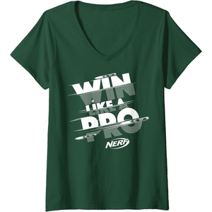 Nerf Win Like A Pro V-Neck T-Shirt(Dark Green)