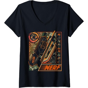 Womens Nerf Blaster Since 1969 Poster V-Neck T-Shirt(Black)