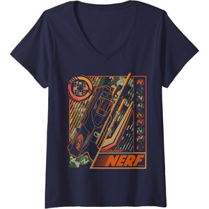 Womens Nerf Blaster Since 1969 Poster V-Neck T-Shirt(Navy Blue)
