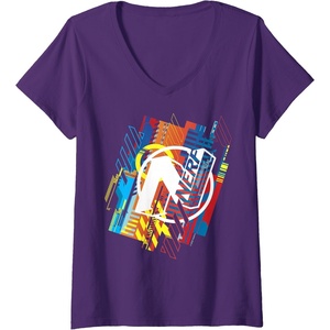 Womens Nerf N Logo Glitched V-Neck T-Shirt(Purple)