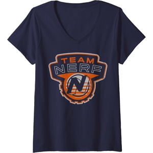 Womens Nerf Team Nerf Logo V-Neck T-Shirt(Navy Blue)