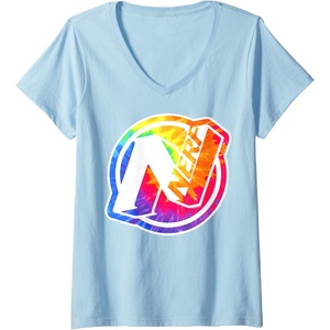 Womens Nerf Tie Dye Logo V-Neck T-Shirt(Baby Blue)