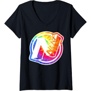 Womens Nerf Tie Dye Logo V-Neck T-Shirt(Black)