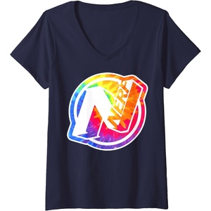 Womens Nerf Tie Dye Logo V-Neck T-Shirt(Navy Blue)