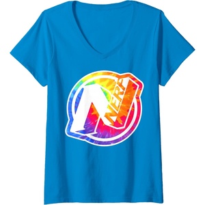 Womens Nerf Tie Dye Logo V-Neck T-Shirt(Sapphire Blue)