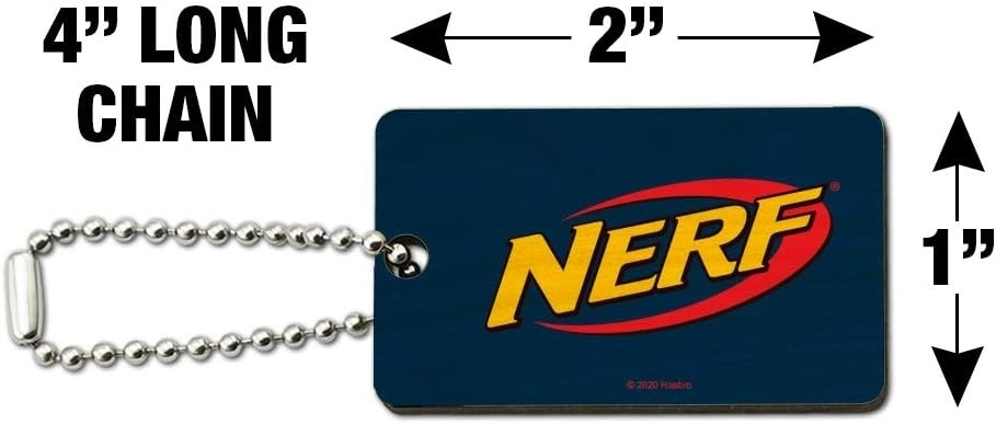 image:imageGRAPHICS amp MORE Nerf Logo Wood Wooden Rectangle Keychain Key RingTan