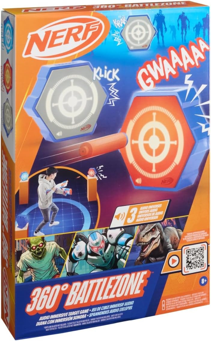 image:imageNERF Strike N Score Digital Target Game ArcadeStyle Foam Dart Blaster Game with Reactive Targets Score Display amp 4 Modes360 Battlezone