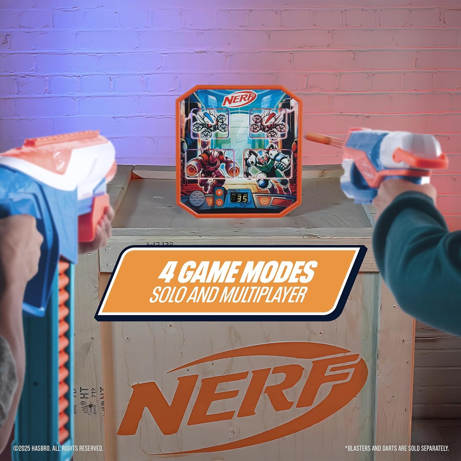 image:imageNerf Bot Arena Clash Electronic Target Game Interactive Foam Dart Blaster Game with Sound FX Score Display amp 4 ModesBot Arena Clash