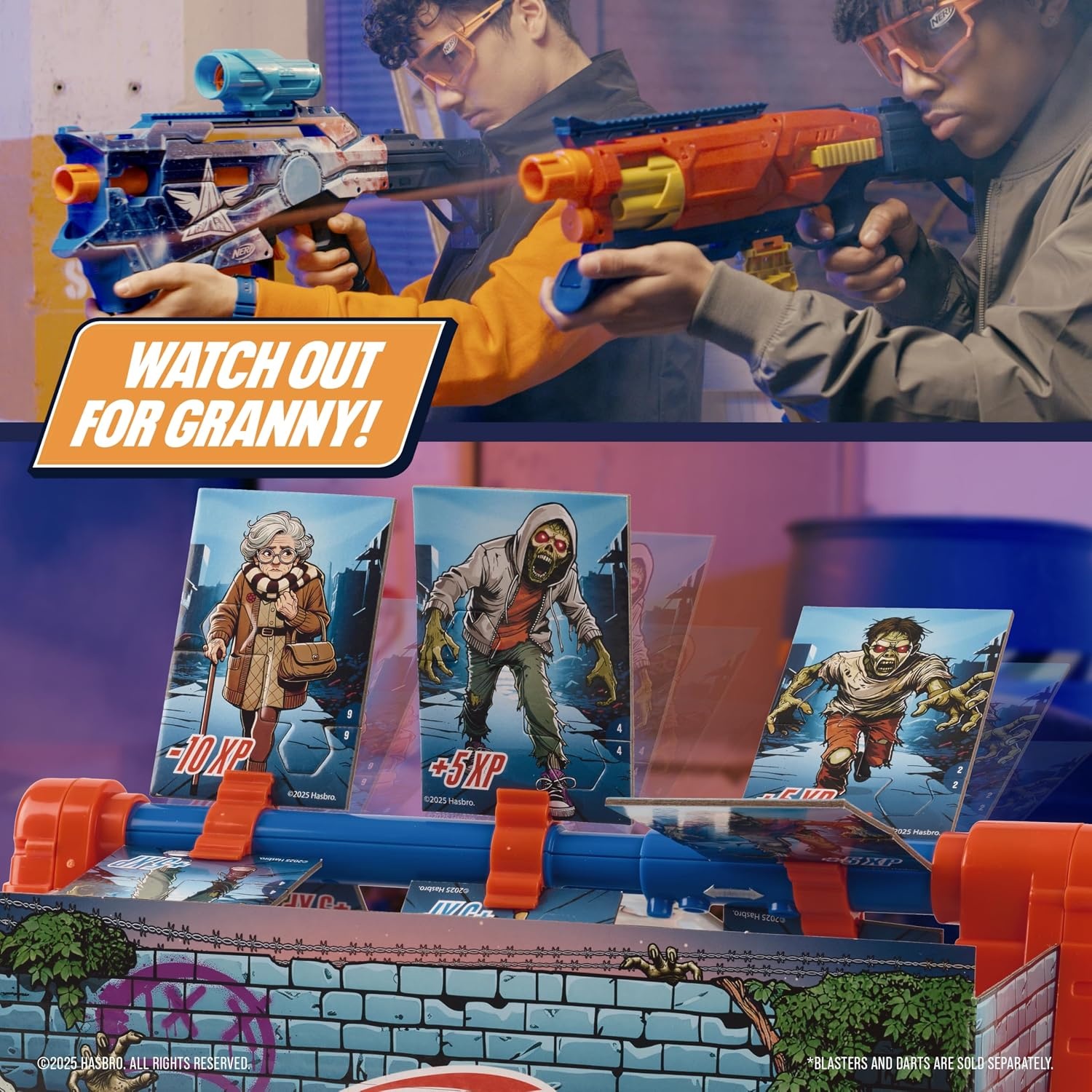 image:imageNerf Bot Arena Clash Electronic Target Game Interactive Foam Dart Blaster Game with Sound FX Score Display amp 4 ModesZombie Spin Strike