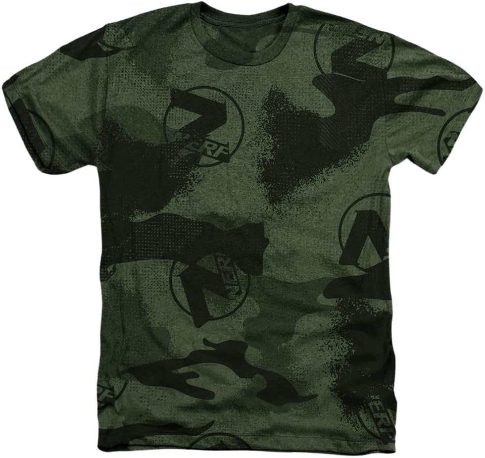 image:imageNerf Camo Front Back Print Unisex Adult Sublimated Heather T ShirtMilitary Green