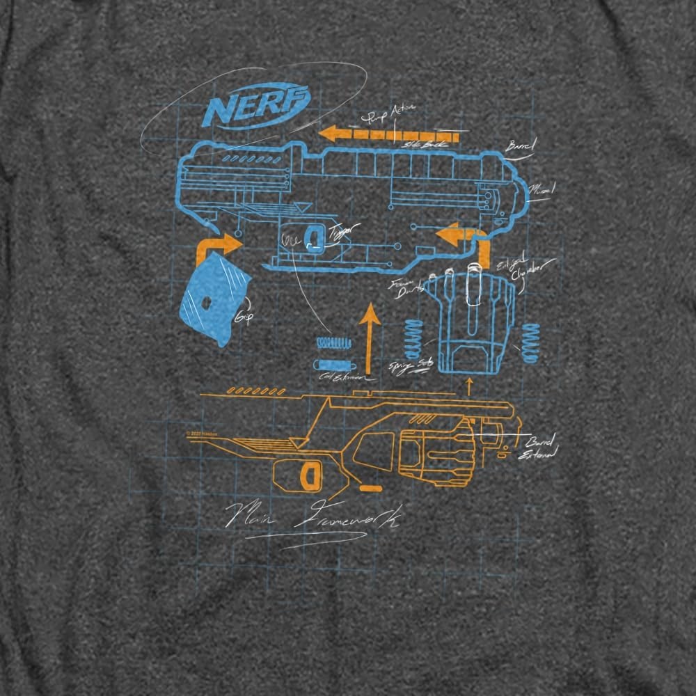 image:imageNerf Deconstructed Nerf Gun Unisex Adult Heather T Shirt for Men and WomenCharcoal