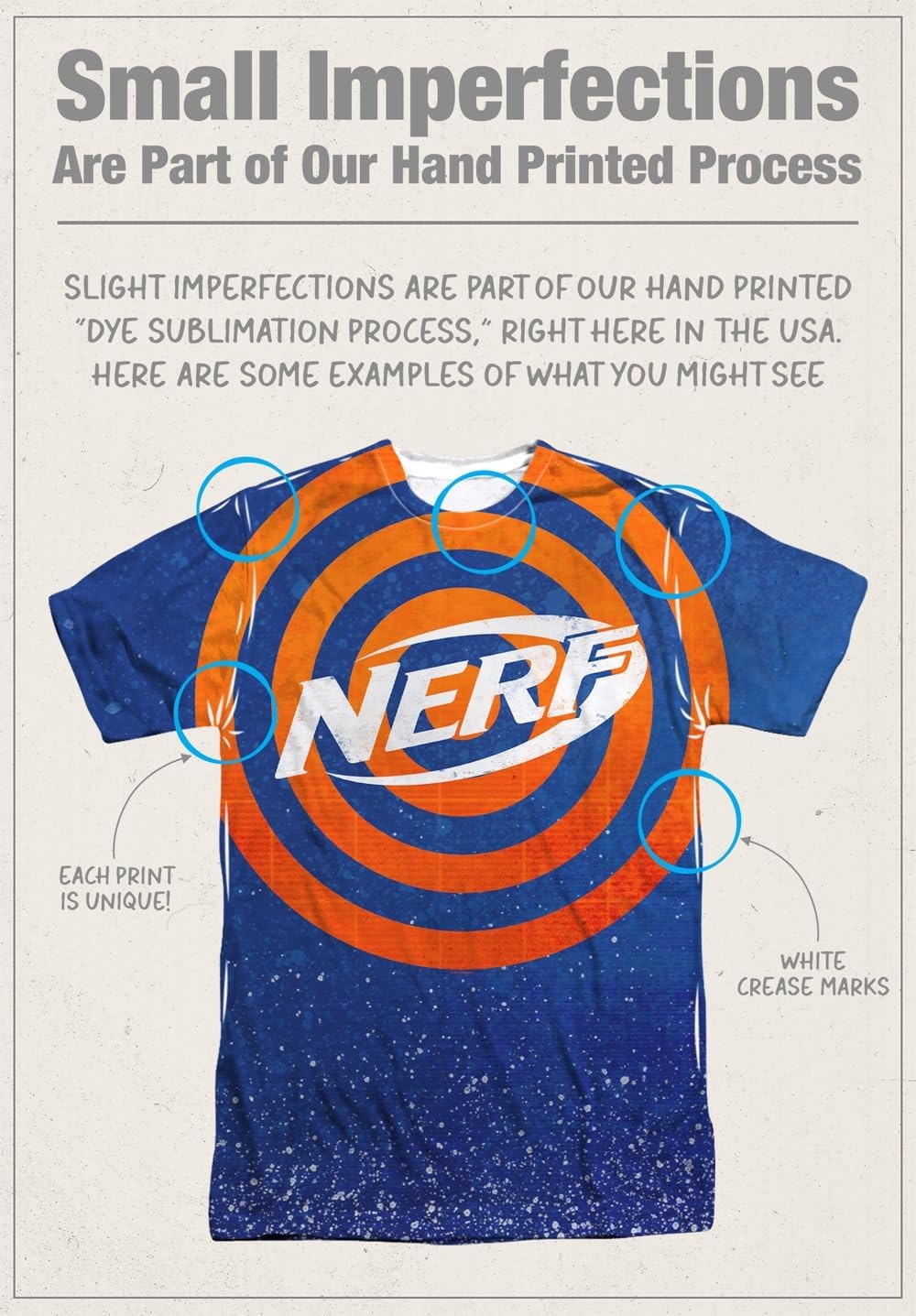 image:imageNerf Target Practice Unisex Adult Front Only Sublimated T Shirt for Men and WomenWhite