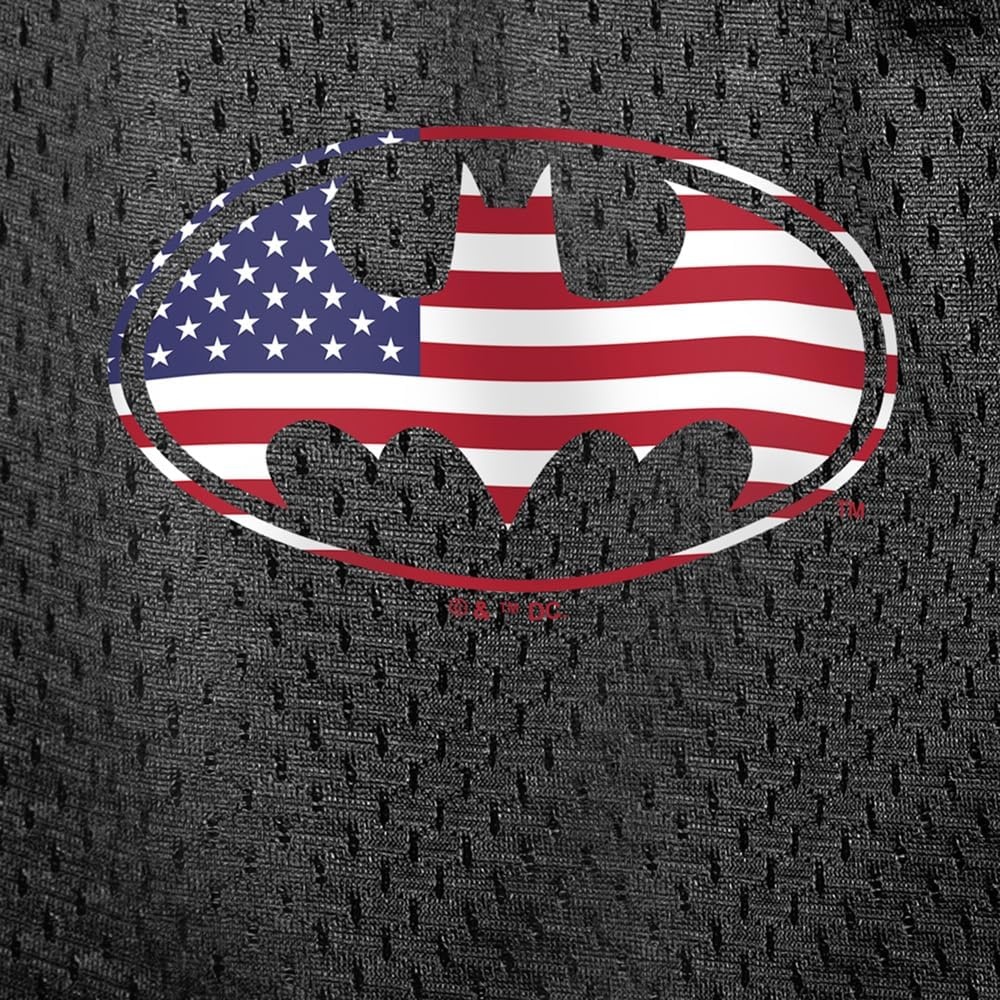 image:imagePopfunk Pop Culture Collection Mens Lined Mesh ShortsBatman Usa American Flag Shield Logo