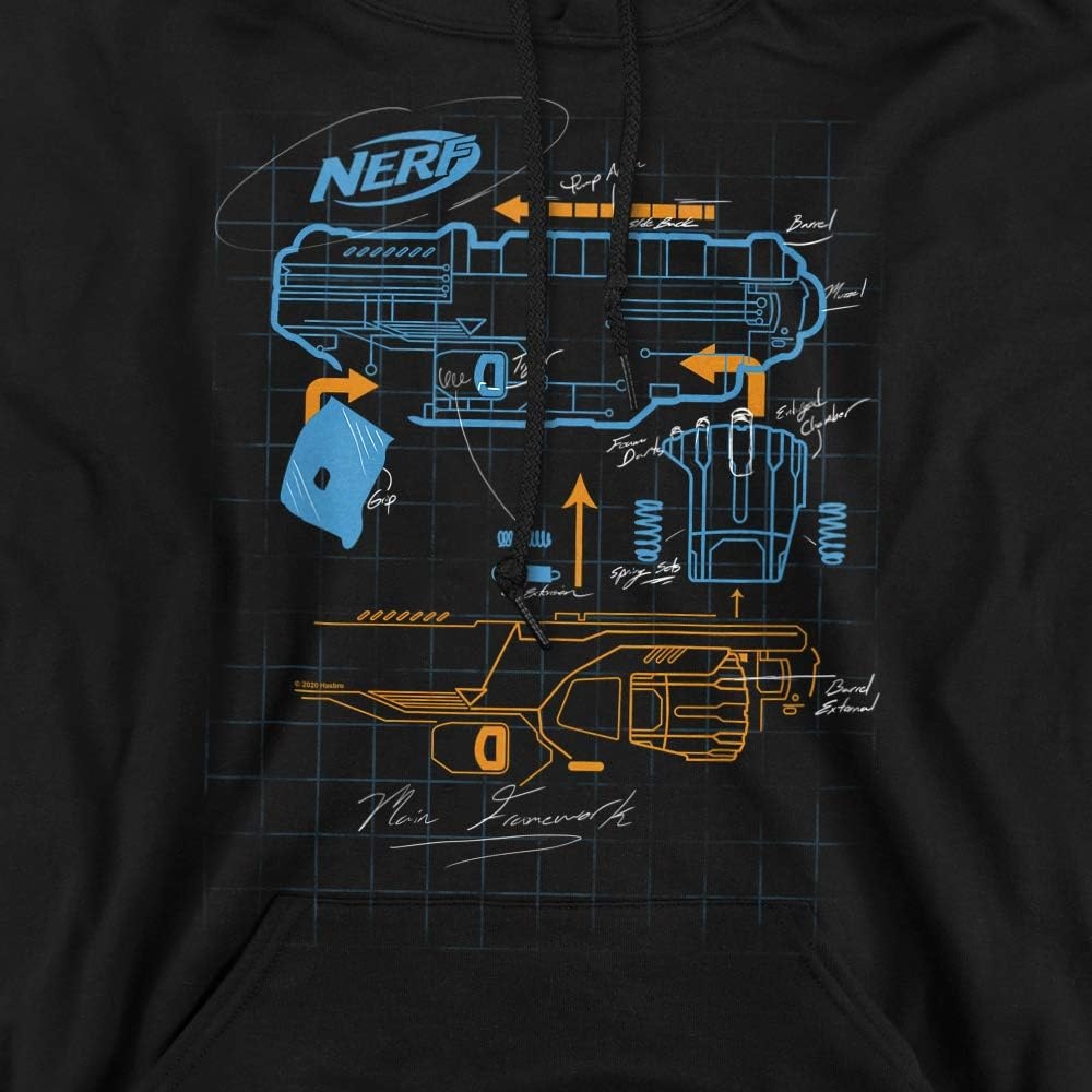 image:imageTrevco Nerf Deconstructed Nerf Gun Unisex Adult PullOver HoodieBlack