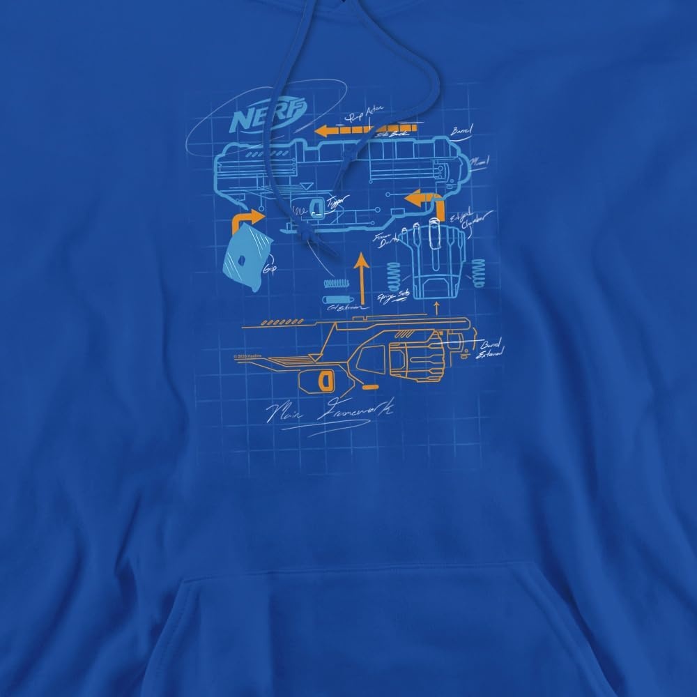 image:imageTrevco Nerf Deconstructed Nerf Gun Unisex Adult PullOver HoodieRoyal