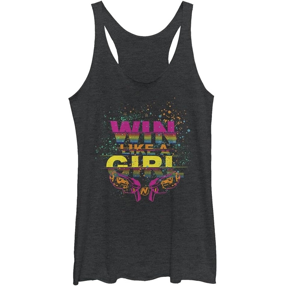 image:imageHasbro Girls Nerf Win Like a Girl TriBlend Racerback Layering TankBlack Heather