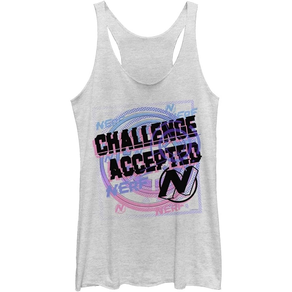 image:imageHasbro Womens Nerf Challenge Accepted TriBlend Racerback Layering TankWhite Heather