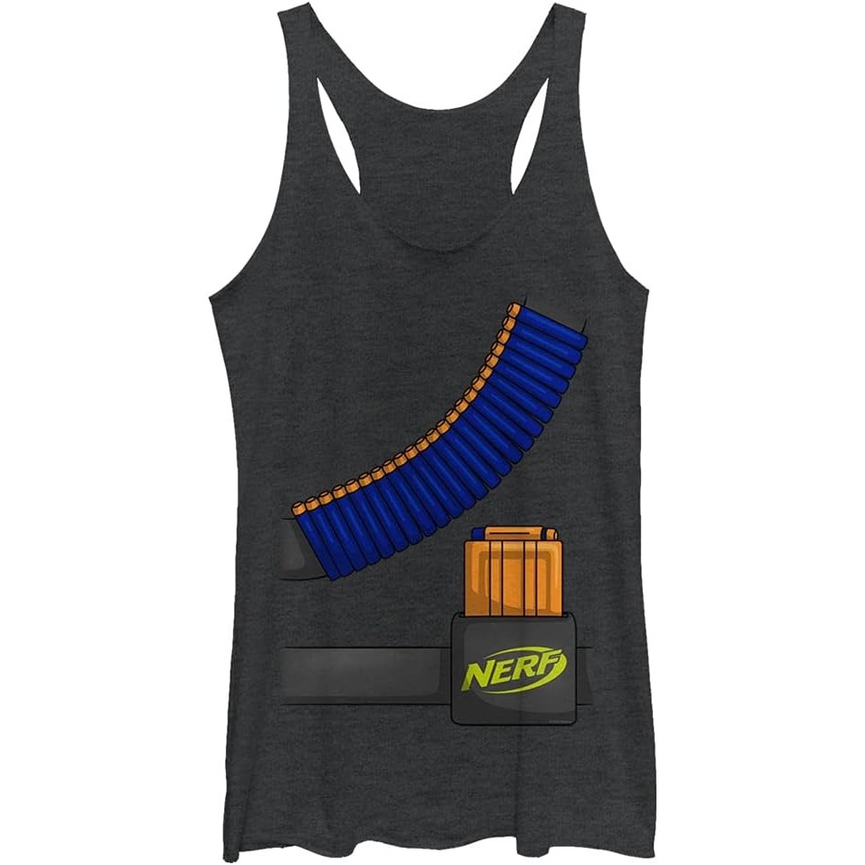 image:imageHasbro Womens Nerf Faux Tactical Costume TriBlend Racerback Layering TankBlack Heather