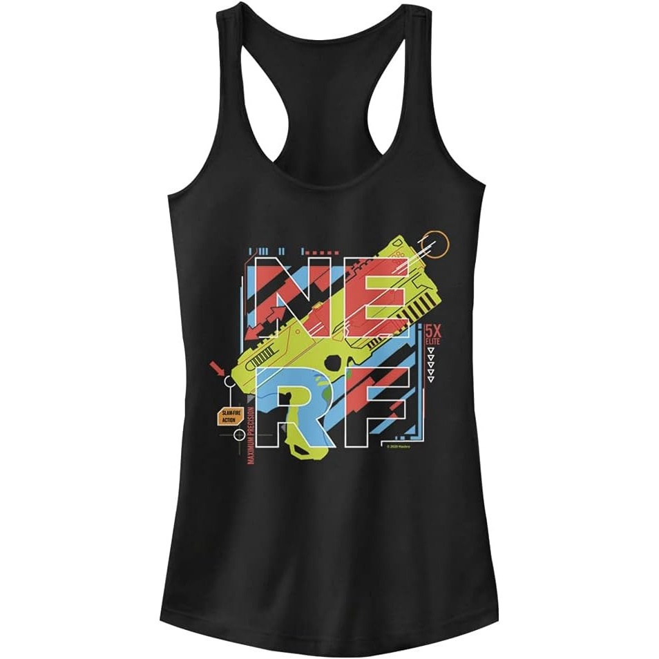 image:imageHasbro Womens Nerf Maximum Precision Slim Fit Scoop Hem Racerback TankBlack