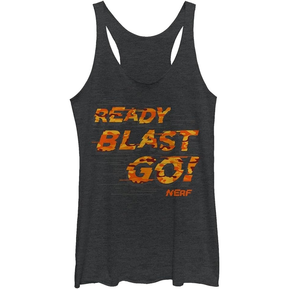 image:imageHasbro Womens Nerf Ready Blast Go TriBlend Racerback Layering TankBlack Heather