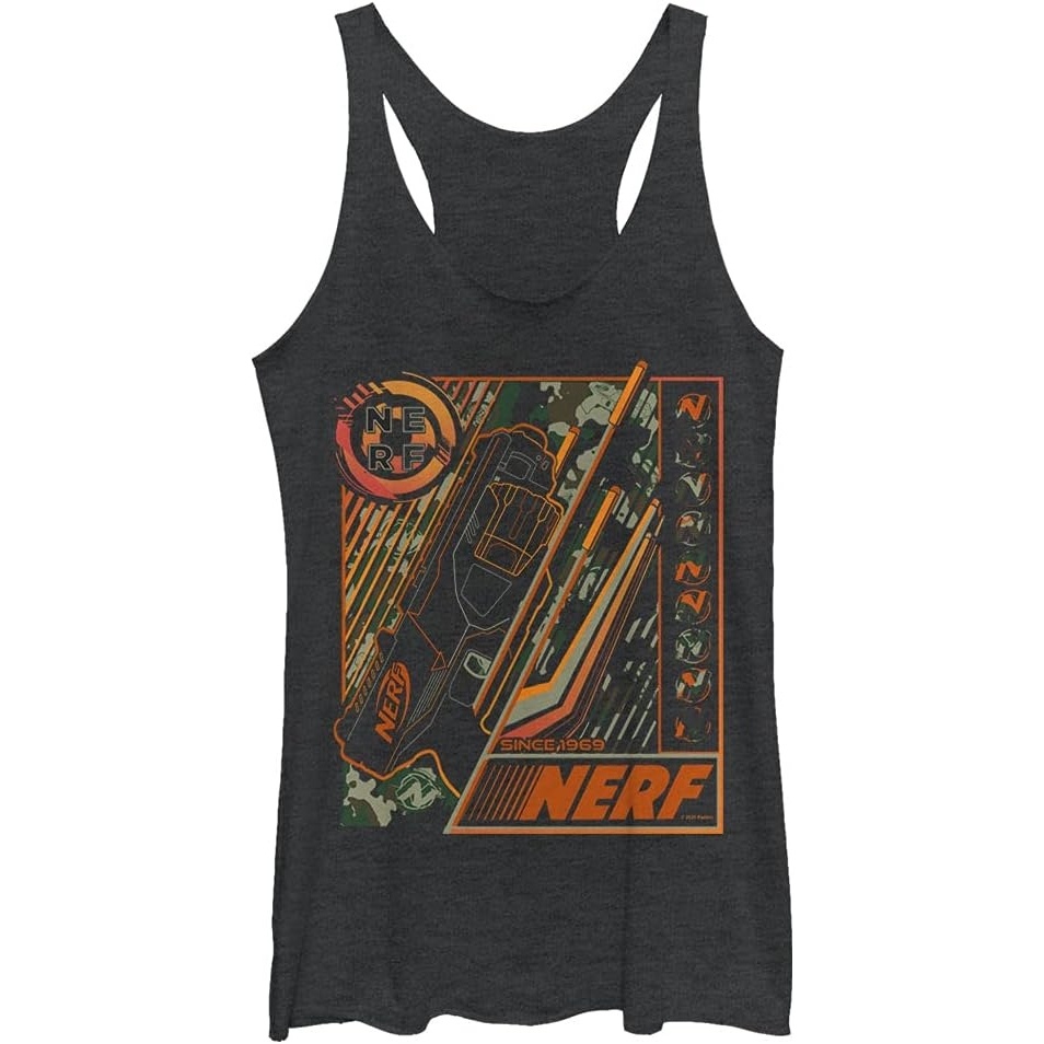 image:imageHasbro Womens Nerf Subterfuge TriBlend Racerback Layering TankBlack Heather