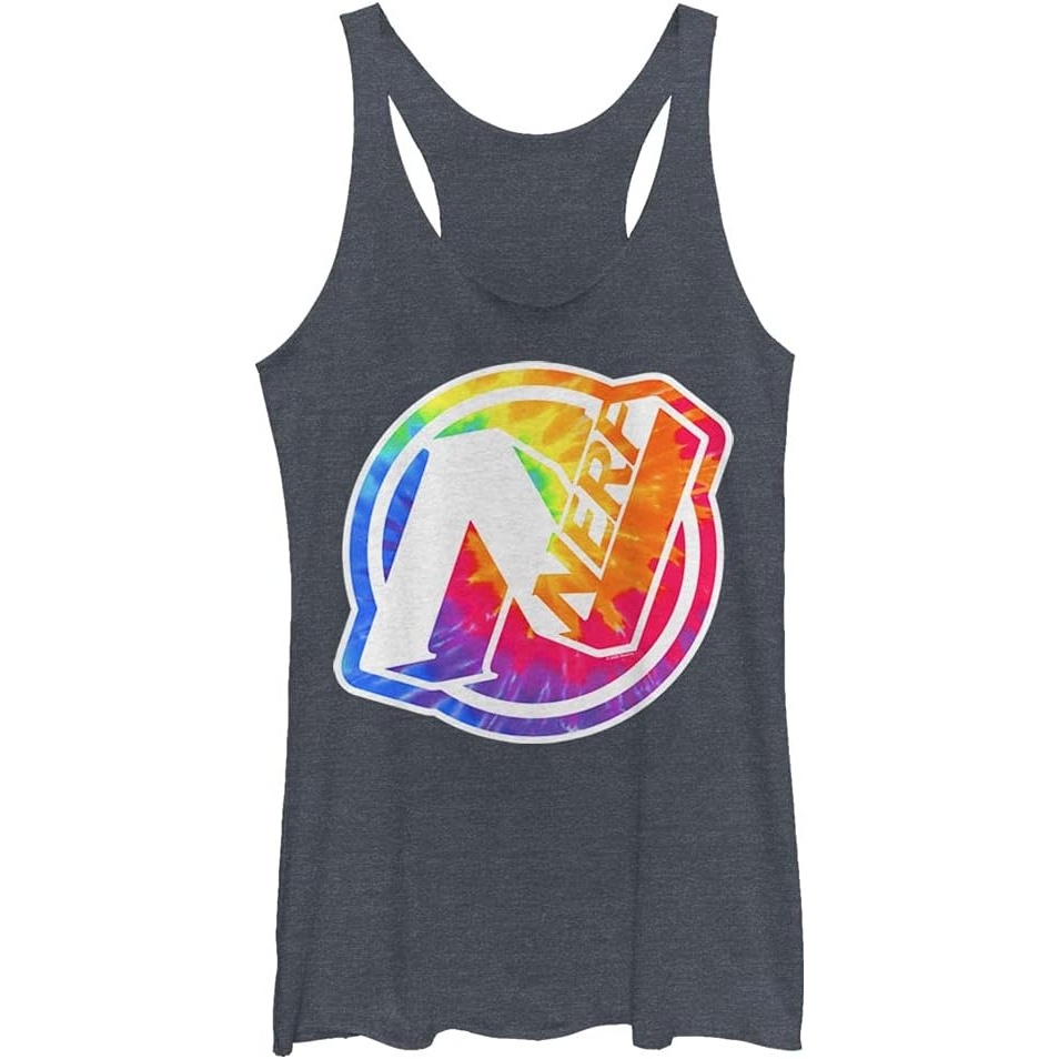 image:imageHasbro Womens Nerf Tie Dye Logo TriBlend Racerback Layering TankNavy Blue Heather