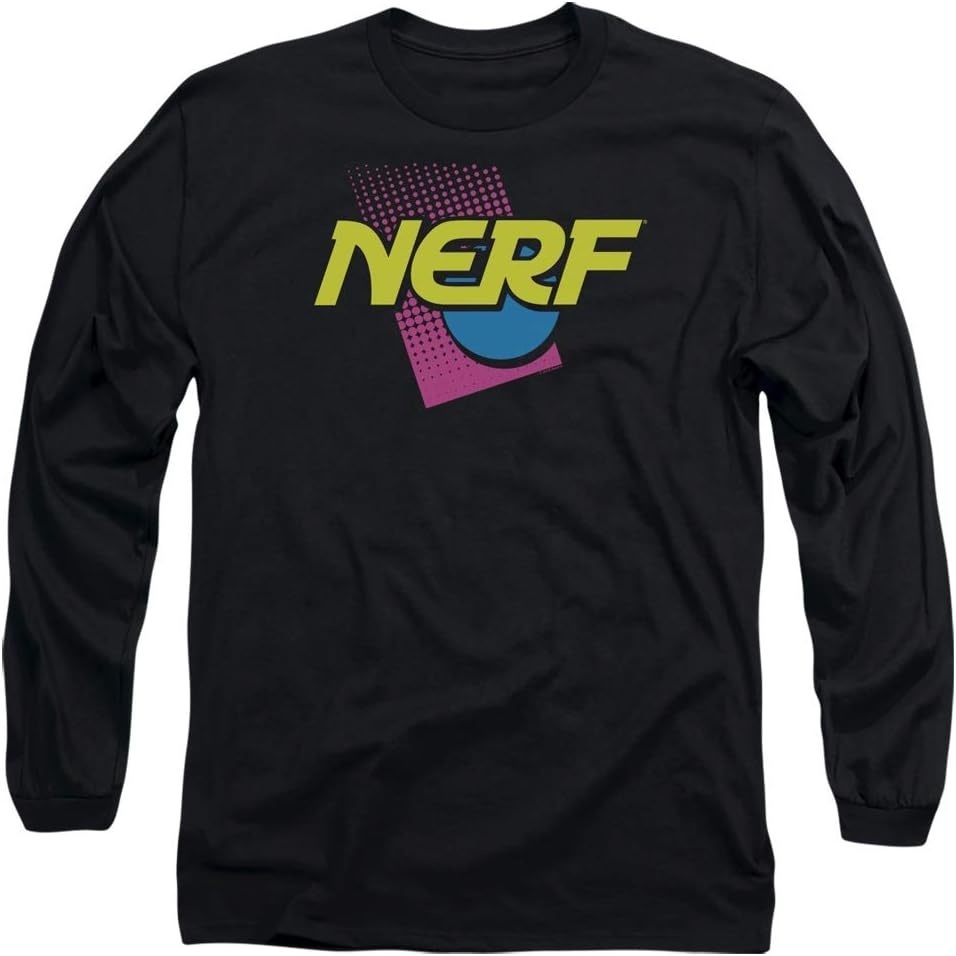 image:imageNerf 90S Logo Unisex Adult LongSleeve T Shirt for Men and WomenBlack