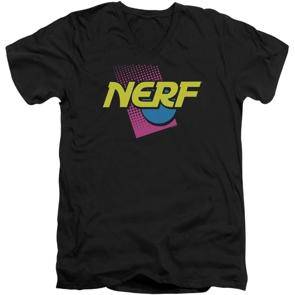 image:imageNerf 90S Logo Unisex Adult VNeck T Shirt for Men and WomenBlack