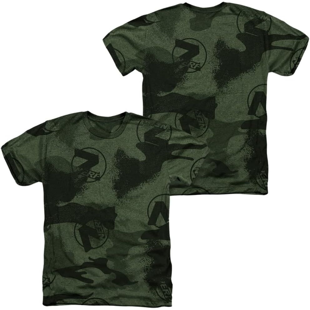 image:imageNerf Camo Front Back Print Unisex Adult Sublimated Heather T ShirtMilitary Green