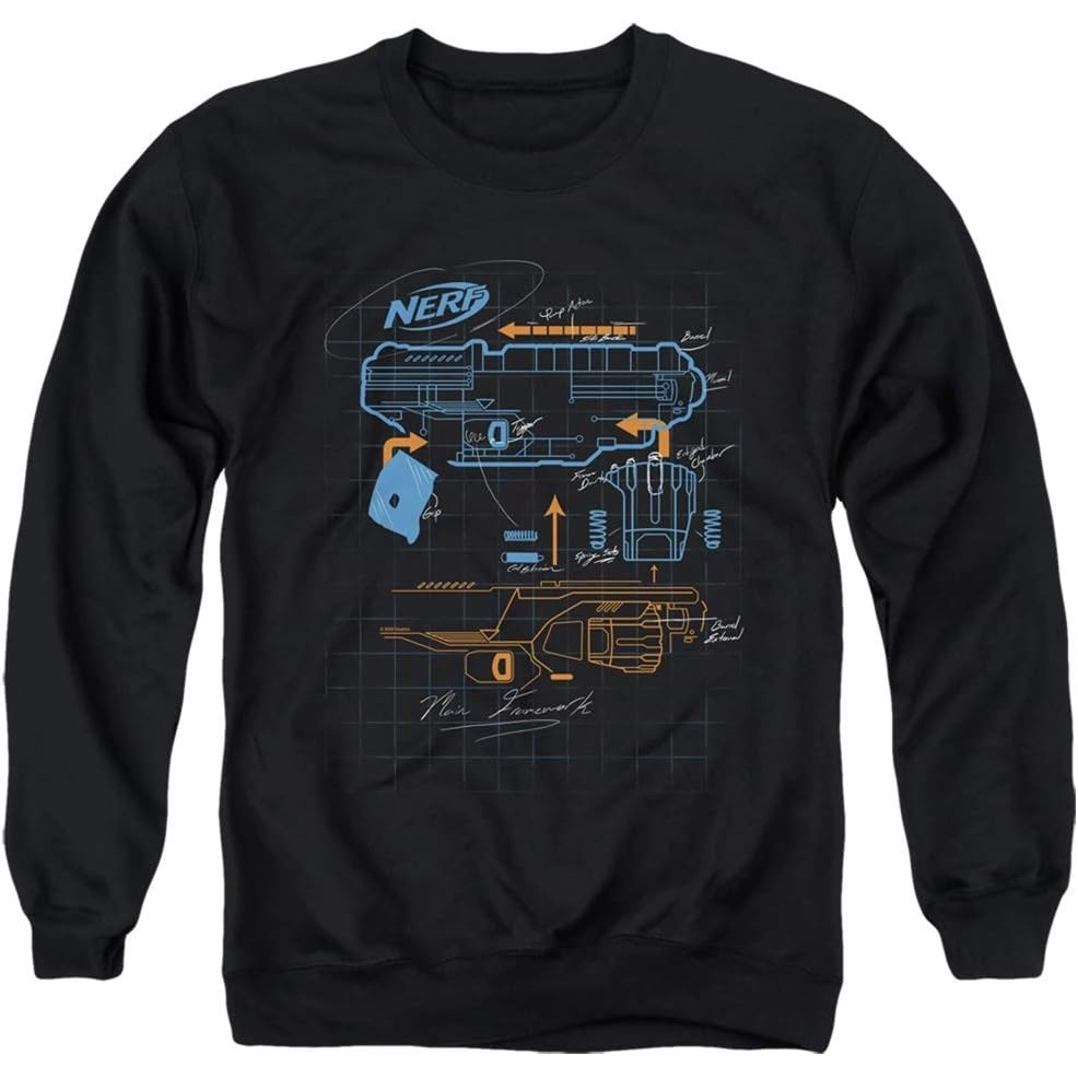 image:imageNerf Deconstructed Nerf Gun Unisex Adult Crewneck Sweatshirt for Men and WomenBlack