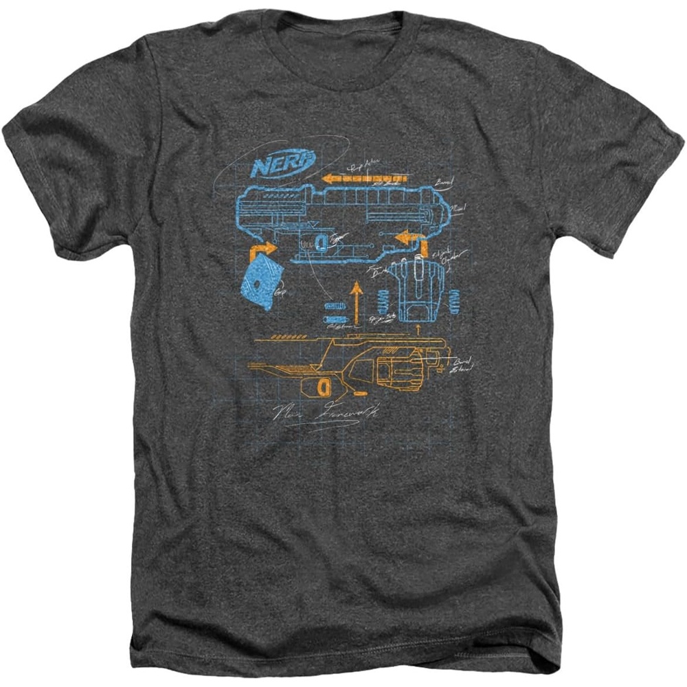 image:imageNerf Deconstructed Nerf Gun Unisex Adult Heather T Shirt for Men and WomenCharcoal