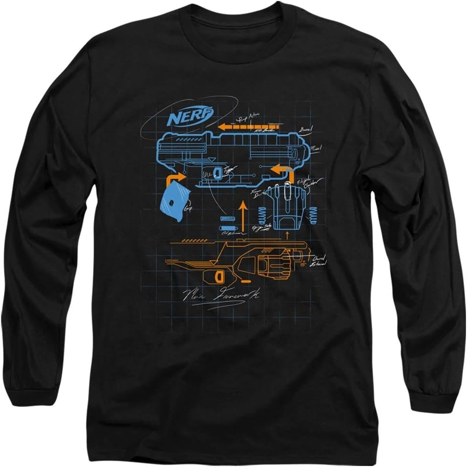 image:imageNerf Deconstructed Nerf Gun Unisex Adult LongSleeve T Shirt for Men and WomenBlack