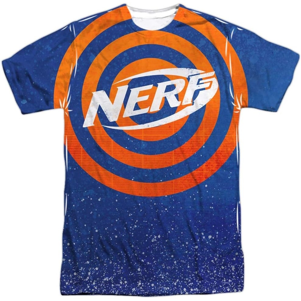 image:imageNerf Target Practice Unisex Adult Front Only Sublimated T Shirt for Men and WomenWhite