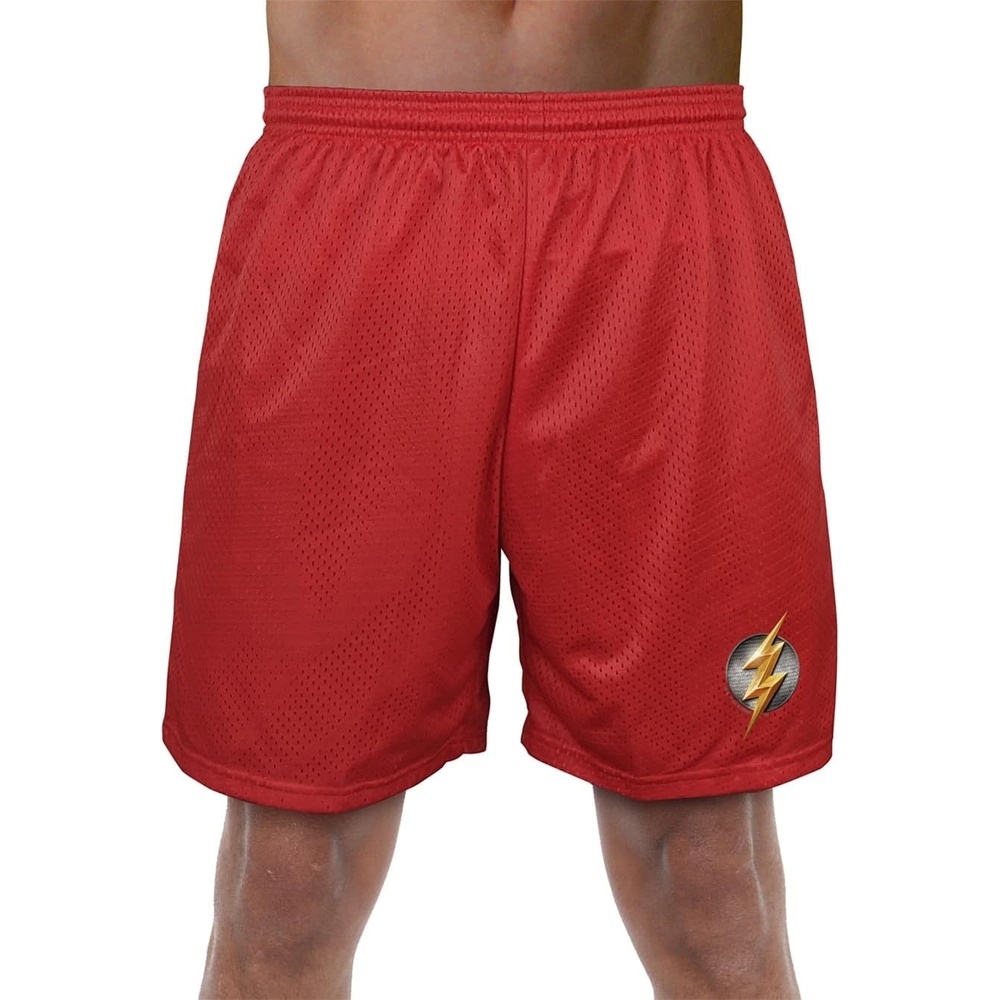 image:imagePopfunk Pop Culture Collection Mens Lined Mesh ShortsJustice League Movie Flash Logo