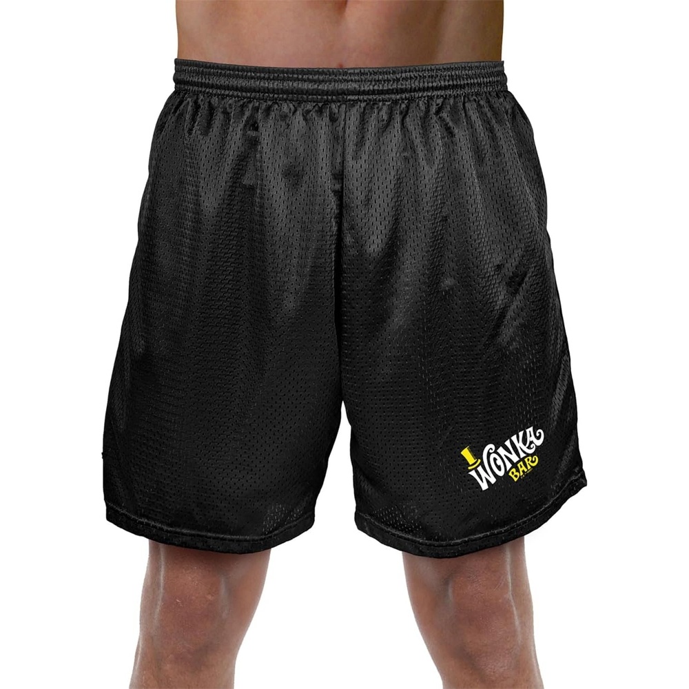 image:imagePopfunk Pop Culture Collection Mens Lined Mesh ShortsWilly Wonka and the Chocolate Factory Wonka Bar Logo