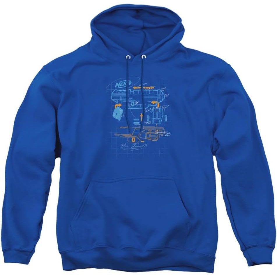 image:imageTrevco Nerf Deconstructed Nerf Gun Unisex Adult PullOver HoodieRoyal