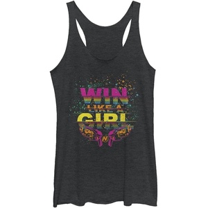 Hasbro Girls Nerf Win Like a Girl Tri-Blend Racerback Layering Tank(Black Heather)