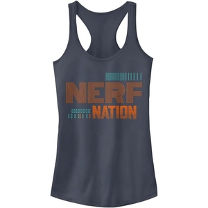Hasbro Womens Nerf Abstracted Construct Slim Fit, Scoop Hem Racerback Tank(Indigo)