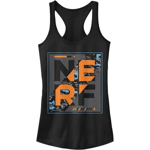 Hasbro Womens Nerf Cammoed Slim Fit, Scoop Hem Racerback Tank(Black)