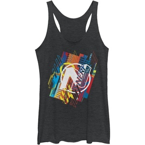 Hasbro Womens Nerf Hide and Seek Tri-Blend Racerback Layering TankT-Shirt(Black Heather)