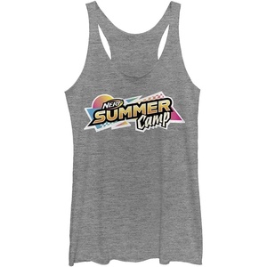 Hasbro Womens Nerf Nerf Camp Tri-Blend Racerback Layering Tank(Gray Heather)