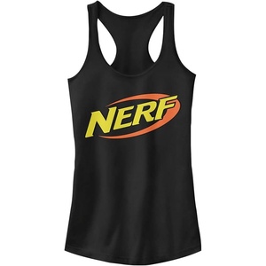 Hasbro Womens Nerf Nerf Classic Colors Slim Fit, Scoop Hem Racerback Tank(Black)