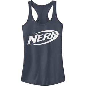 Hasbro Womens Nerf Nerf Logo Slim Fit, Scoop Hem Racerback Tank(Indigo)