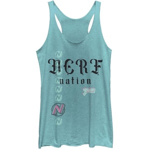Hasbro Women’s Nerf Nerf Nation Tri-Blend Racerback Layering Tank(Tahiti Blue)