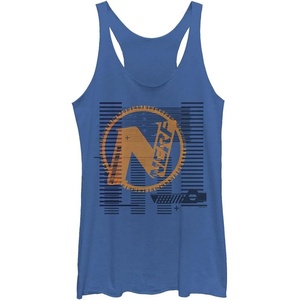 Hasbro Women’s Nerf Nerf Pattern Tri-Blend Racerback Layering Tank(Royal Blue Heather)