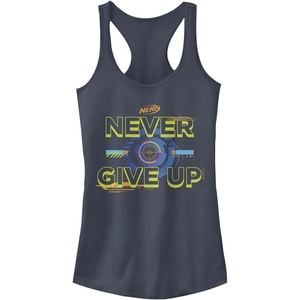 Hasbro Womens Nerf Never Give Up Slim Fit, Scoop Hem Racerback Tank(Indigo)