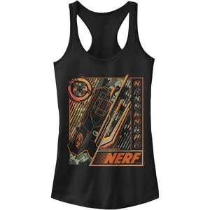 Hasbro Women’s Nerf Subterfuge Slim Fit, Scoop Hem Racerback Tank(Black)