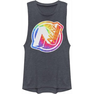Hasbro Women’s Nerf Tie Dye Logo Festival Muscle(Denim Blue Heather)